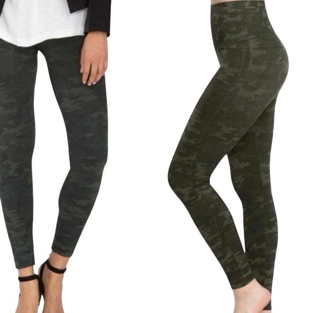 SPANX Olive Green Camo High-Waist Leggings
